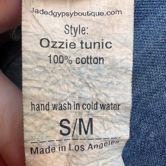 Jaded Gypsy Ozzie Tunic Shirt Sz S/M 100% Cotton Chambray Oversized Hippie Boho - Picture 8 of 8